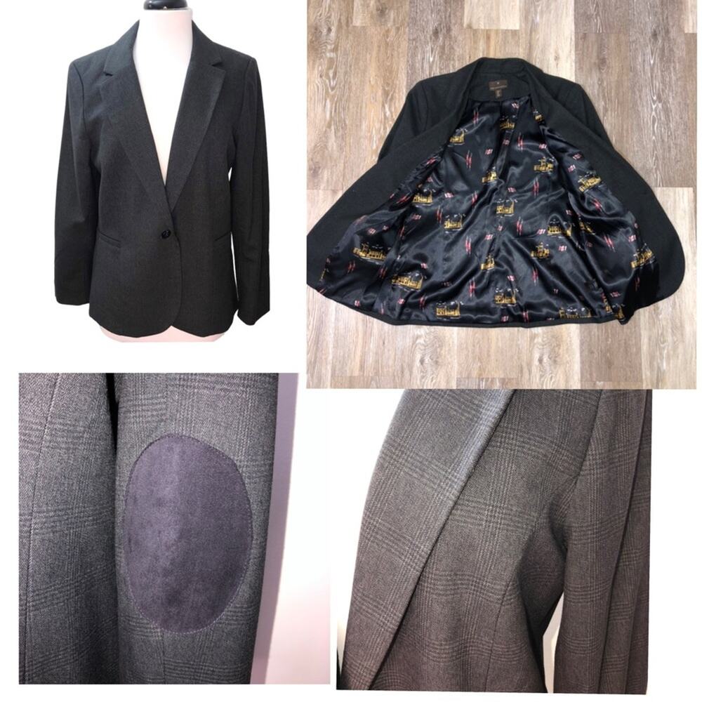 Fenn Wright Manson Gray Glen Plaid Tailored Blazer Large NWOT